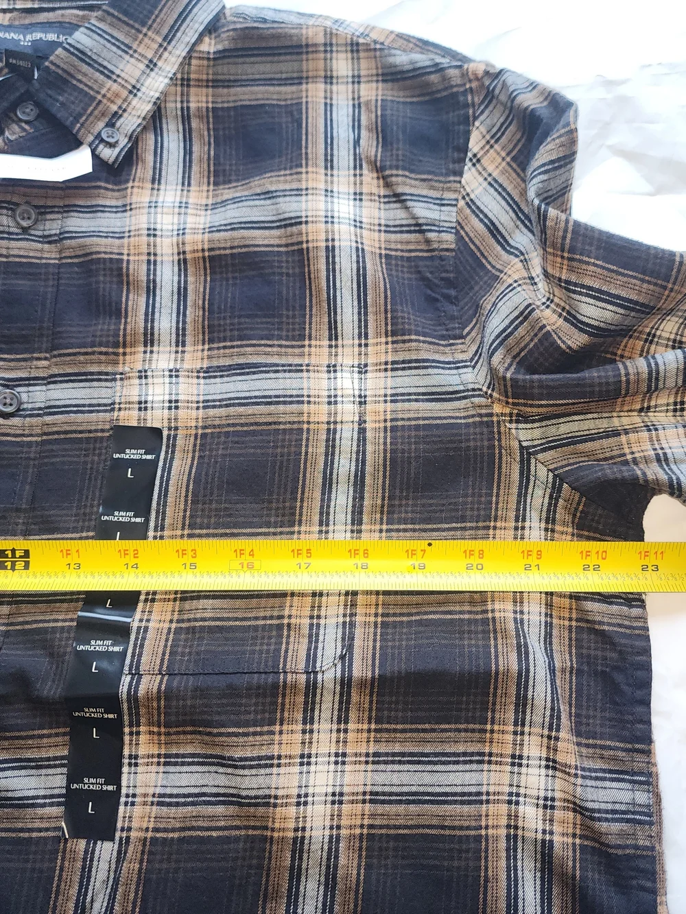 Banana Republic Men's  Plaid Long-Sleeve Button-Up Shirt - Brown/Black Large